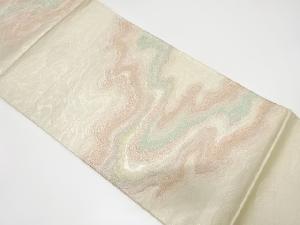 アンティーク　霞に波車模様織り出し袋帯（材料）